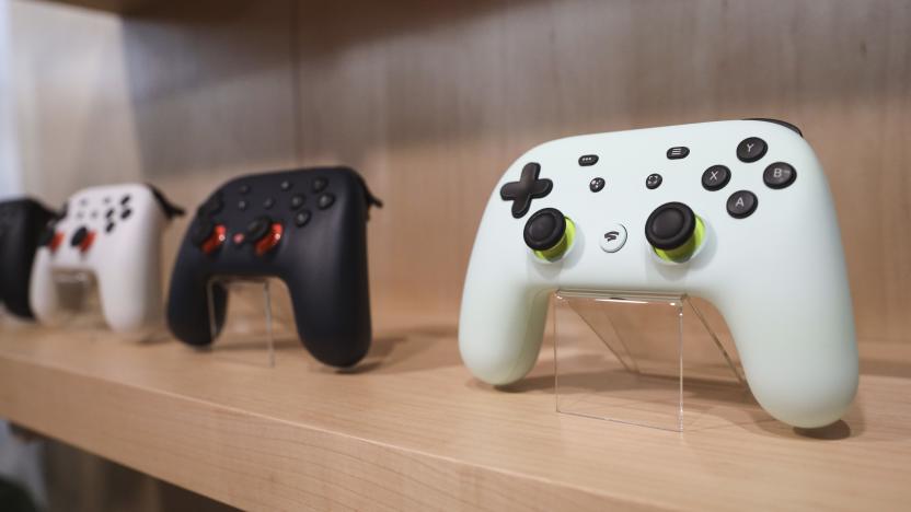 NEW YORK, NY - OCTOBER 15: The new Google Stadia gaming system controller is displayed during a Google launch event on October 15, 2019 in New York City. Google's Stadia game streaming service will launch on November 19th.  (Photo by Drew Angerer/Getty Images)