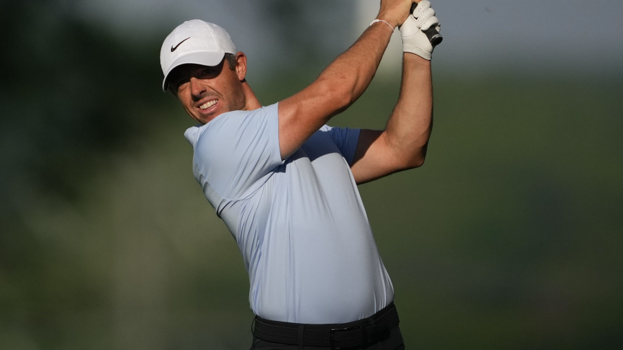 Associated Press - Rory McIlroy, of Northern Ireland, hits from the fairway on the 10th hole during the first round of the PGA Championship golf tournament at the Valhalla Golf Club, Thursday, May 16, 2024, in Louisville, Ky. (AP Photo/Matt York)