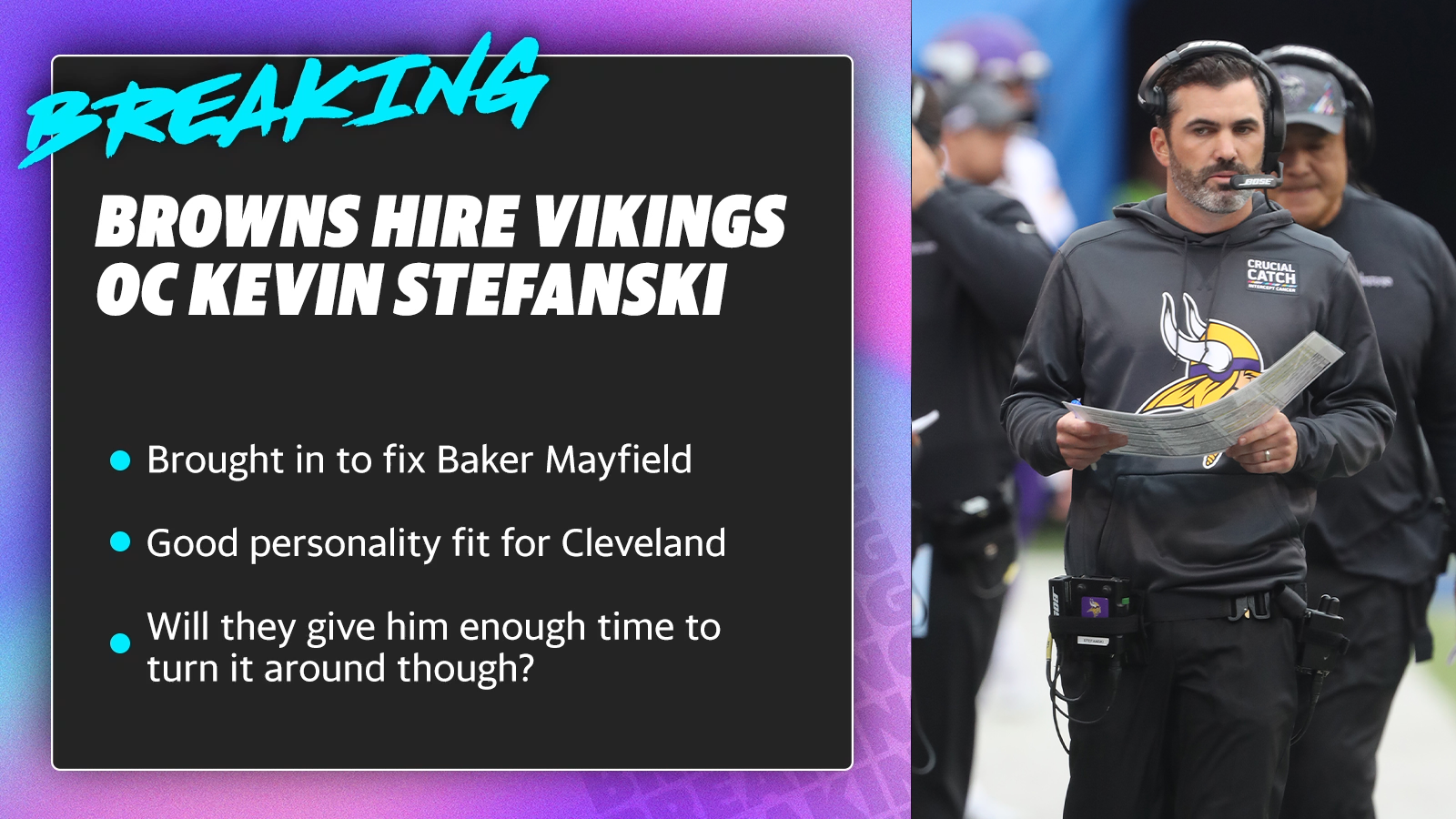 Reports: Browns to hire Vikings offensive coordinator Kevin Stefanski