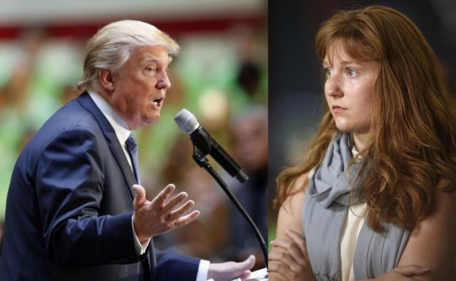 Donald Trump speaks and Lauren Batchelder listens during a No Labels Problem Solver convention, Monday, Oct. 12, 2015, in Manchester, N.H. (Photos: Jim Cole/AP [2])