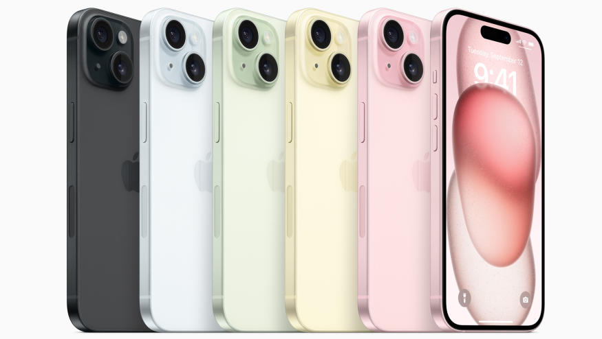 the iPhone 15 in five colors