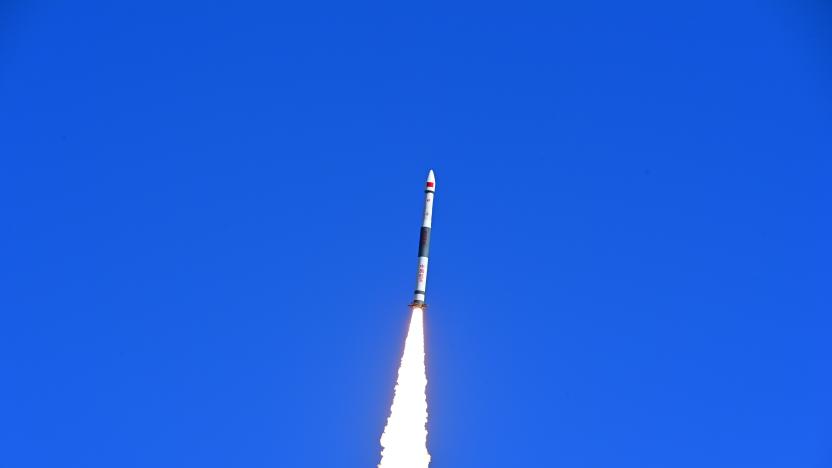 A Kuaizhou-1A carrier rocket carrying the CentiSpace-1-S3/S4 test satellites blasts off from the Jiuquan Satellite Launch Center in northwest China, Sept. 6, 2022. The two new test satellites were launched at 10:24 a.m. Beijing Time 0224 GMT and have entered the planned orbit successfully. (Photo by Wang Jiangbo/Xinhua via Getty Images)