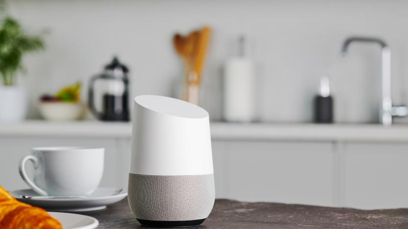 A Google Home smart speaker photographed on a kitchen counter, taken on January 9, 2019. (Photo by Olly Curtis/Future via Getty Images)