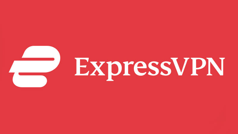 expressVPN logo with white writing on red background