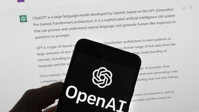 El logotipo de OpenAI puede apreciarse en un teléfono celular frente a la pantalla de una computadora que muestra los resultados de una búsqueda en Chat GPT, el 21 de marzo de 2023, en Boston. (AP Foto/Michael Dwyer, Archivo)