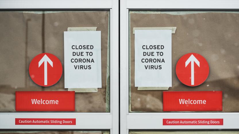 Big box store closed due to Coronavirus.  Composite image.