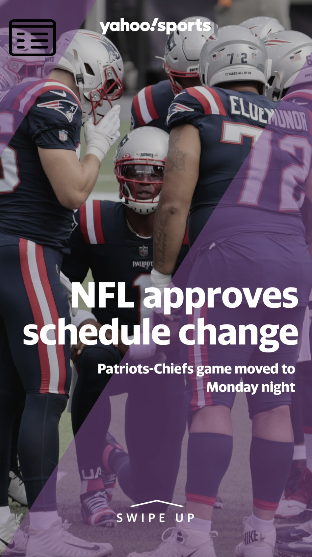 Programming Change: Patriots/Chiefs TONIGHT