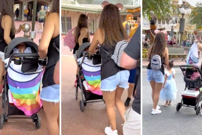 Un invité de Disney World surprend sa famille en train de se faufiler dans une petite fille dans une poussette pour éviter le prix du billet