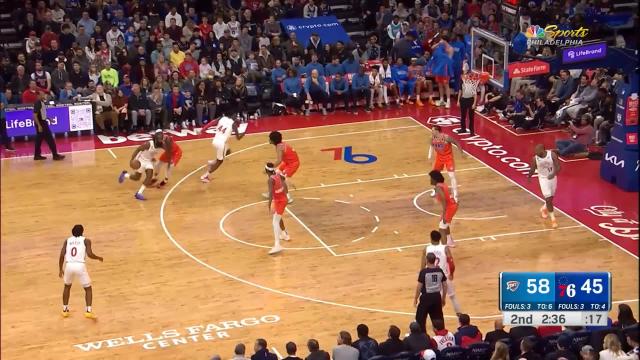 Paul Reed with a dunk vs the Oklahoma City Thunder