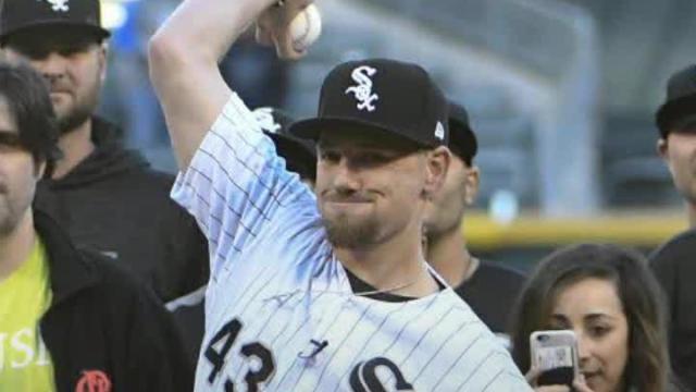 Danny Farquhar throws out first pitch as miraculous recovery continues