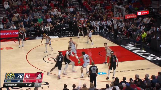 Jusuf Nurkic with a dunk vs the Denver Nuggets