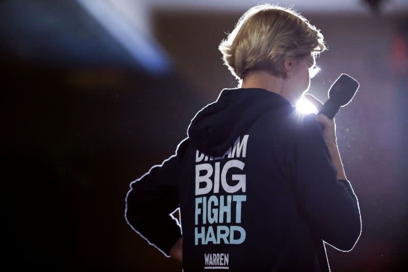 FILE PHOTO: U.S. Democratic presidential candidate Sen. Elizabeth Warren holds a town hall event in West Des Moines