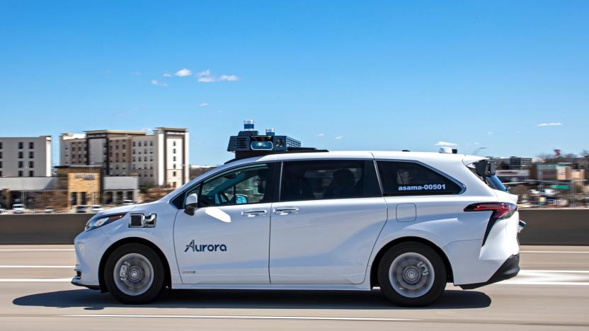 Toyota Sienna robotaxi from Aurora testing in Dallas, Texas