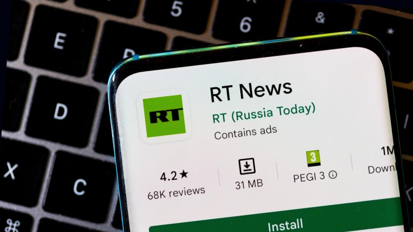 RT News (Russia Today) app is seen on a smartphone in this illustration taken February 27, 2022. REUTERS/Dado Ruvic/Illustration