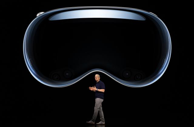 Apple Vision Pro headset during WWDC 2023 keynote