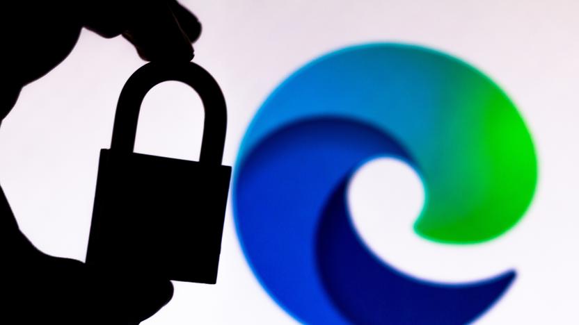 BRAZIL - 2020/07/11: In this photo illustration a padlock appears next to the Microsoft Edge logo. Online data protection/breach concept. Internet privacy issues. (Photo Illustration by Rafael Henrique/SOPA Images/LightRocket via Getty Images)