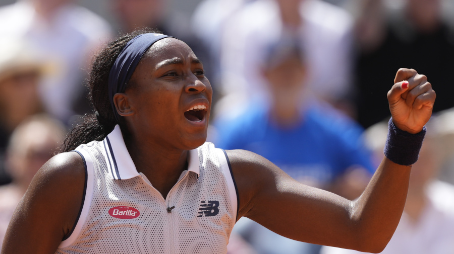 Associated Press - Coco Gauff of the U.S. clenches her fist after scoring a point against Poland's Iga Swiatek during their semifinal match of the French Open tennis tournament at the Roland Garros stadium in Paris, Thursday, June 6, 2024. (AP Photo/Thibault Camus)