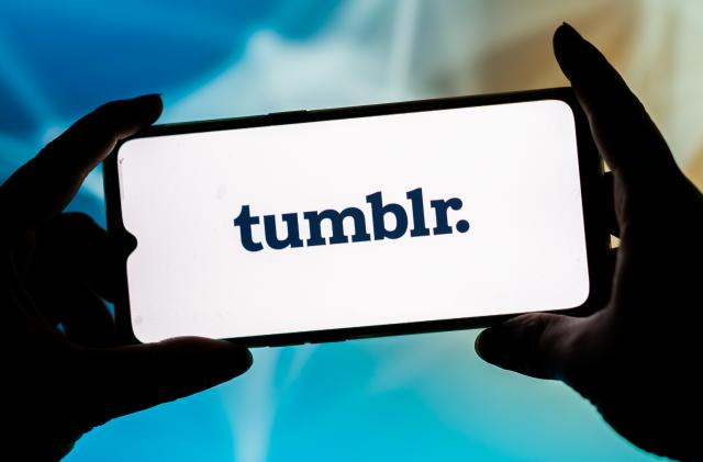 POLAND - 2021/09/23: In this photo illustration, a Tumblr logo seen displayed on a smartphone. (Photo Illustration by Mateusz Slodkowski/SOPA Images/LightRocket via Getty Images)