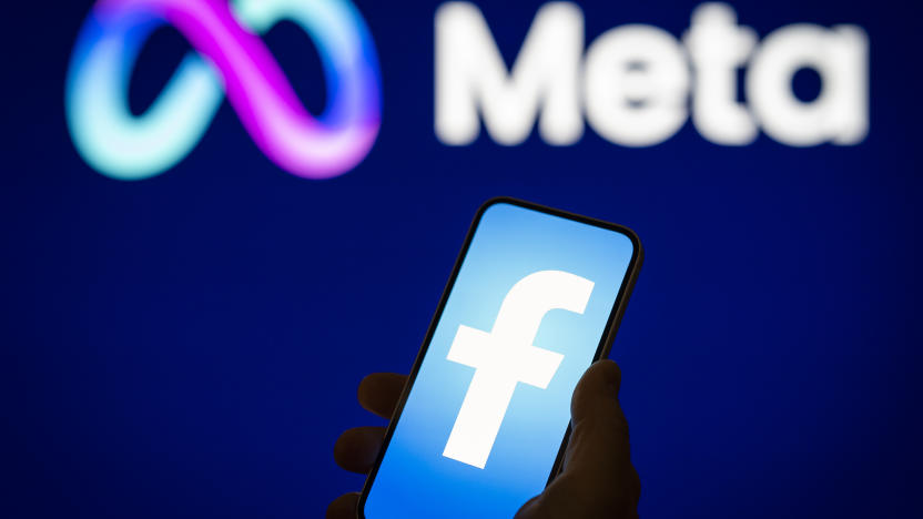 A Facebook logo is seen on a mobile device screen with a Meta logo in the background in this photo illustration on 31 May, 2023 in Warsaw, Poland. (Photo by Jaap Arriens/NurPhoto via Getty Images)