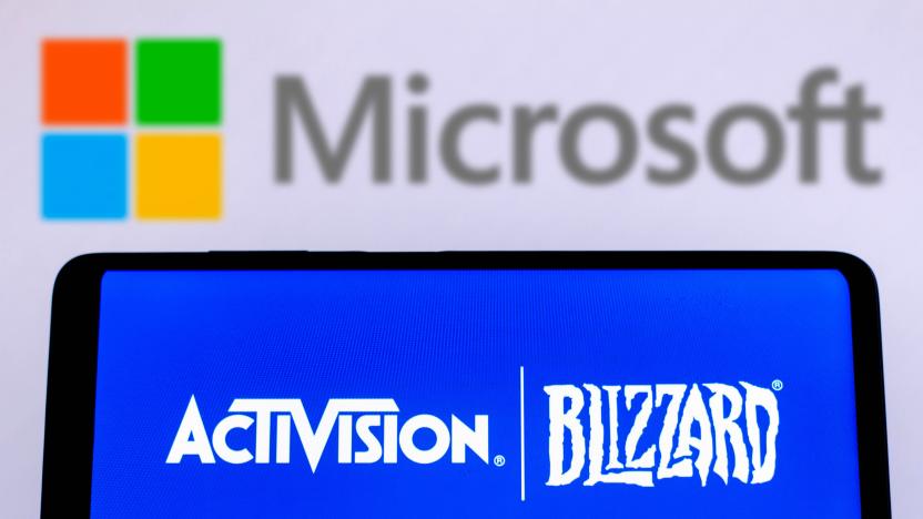 BRAZIL - 2022/02/04: In this photo illustration, Activision Blizzard logo is displayed on a smartphone screen with a Microsoft Corporation logo in the background. (Photo Illustration by Rafael Henrique/SOPA Images/LightRocket via Getty Images)