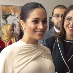 Meghan Markle Looks Radiant in Cape Dress as She and Prince Harry Attend a Dinner in Morocco
