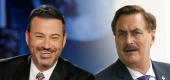 Jimmy Kimmel and Mike Lindell. (Yahoo Entertainment)