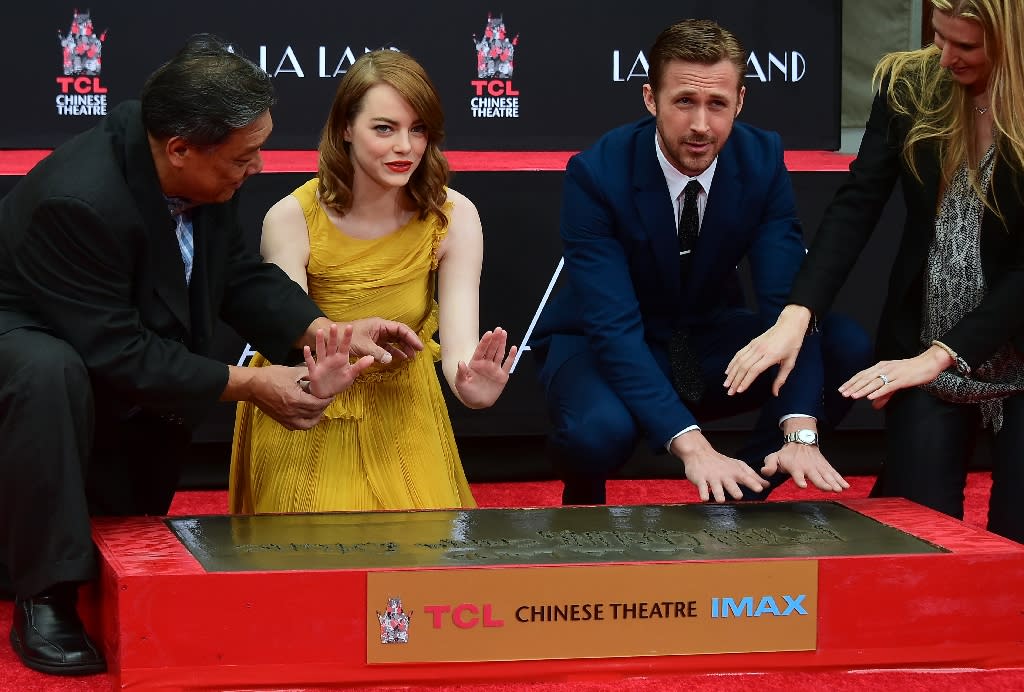 Ryan Gosling Emma Stone Immortalized In Hollywood Cement