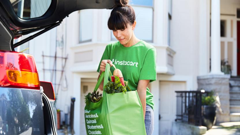 An Instacart shopper with groceries.