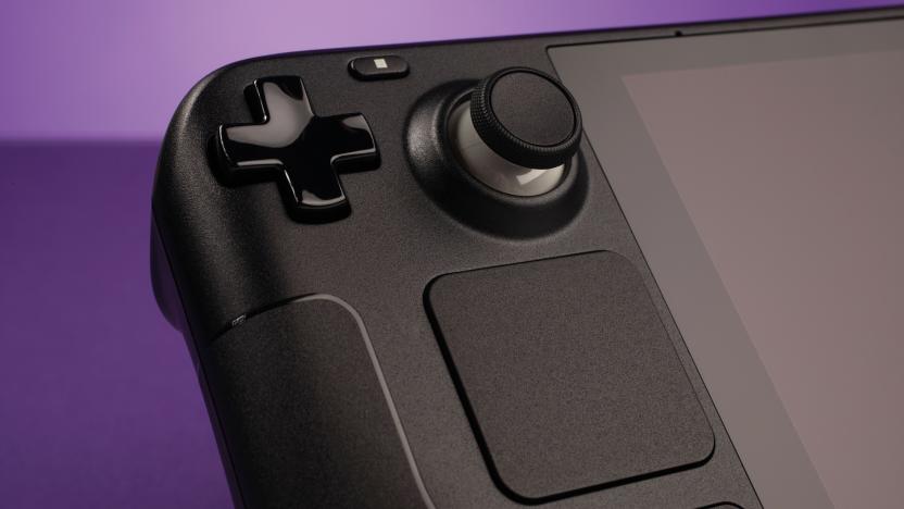 Detail of a Steam Deck handheld gaming console, taken on August 26, 2021. (Photo by Dabe Alan/Future Publishing via Getty Images)