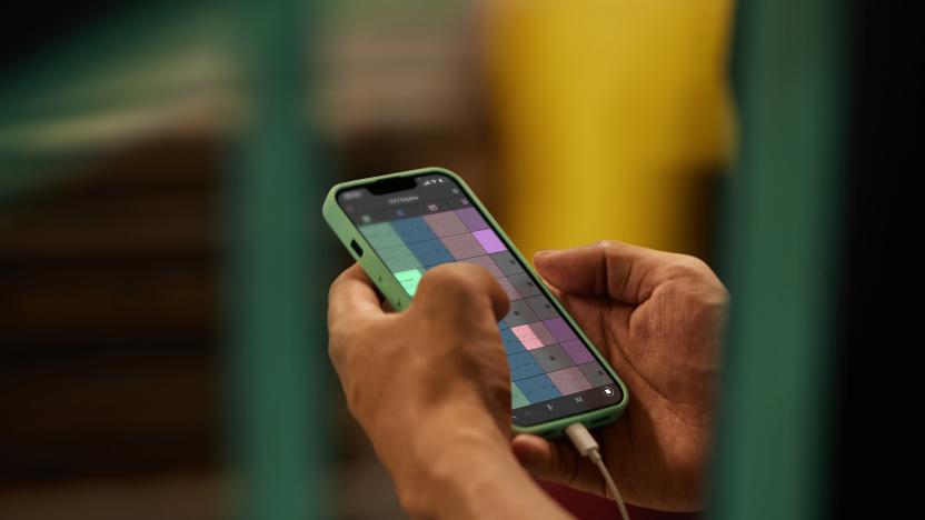 An iPhone is shown running Ableton's new Note mobile app.