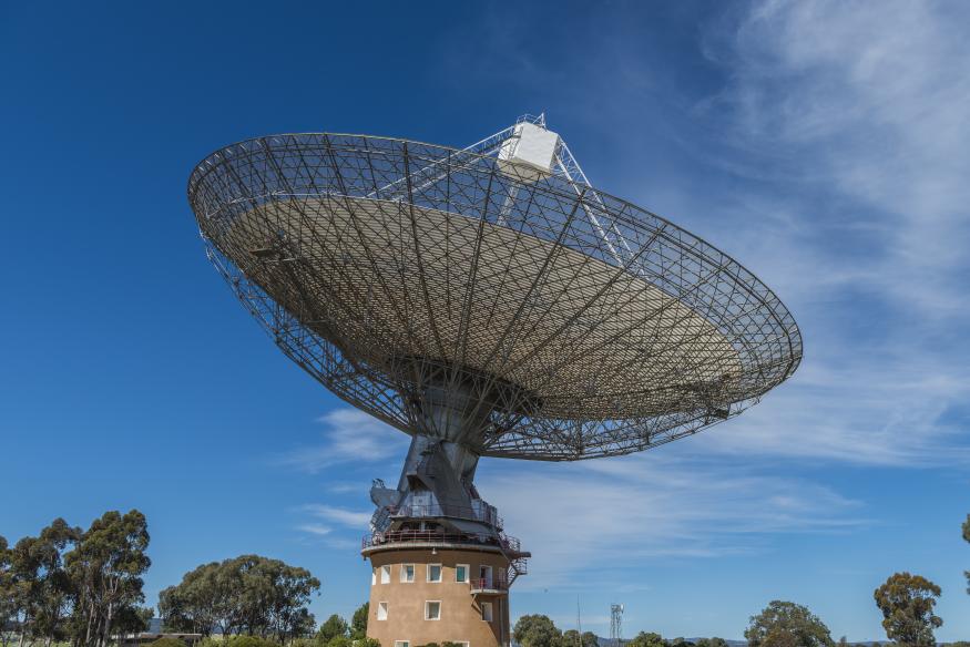 Parkes Radio Telescope - The radio telescope at Parkes, NSW, Australia, also known by its nickname,  The Dish. In 1969 it received television signals from the Apollo 11 moon landing and transmitted them to the world.