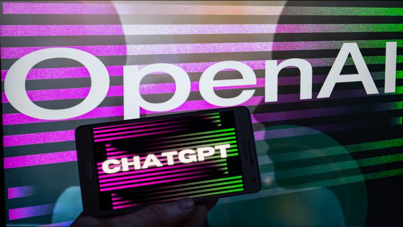 OpenAI logo seen on screen with ChatGPT website displayed on mobile seen in this illustration, on January 8, 2023 in Brussels, Belgium. (Photo illustration by Jonathan Raa/NurPhoto via Getty Images)