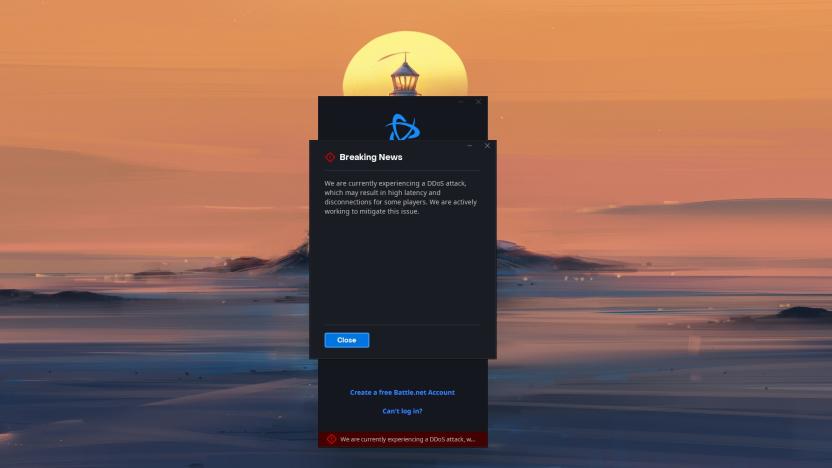 Battle.net DDoS notification