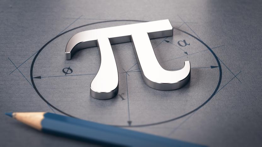 3D illustration of pi letter over a circle drawing. Mathematics concept