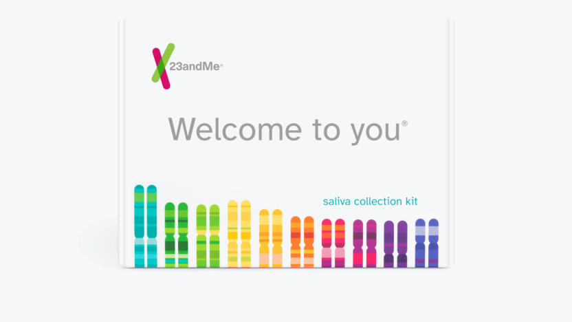 A box with the 23andMe logo.