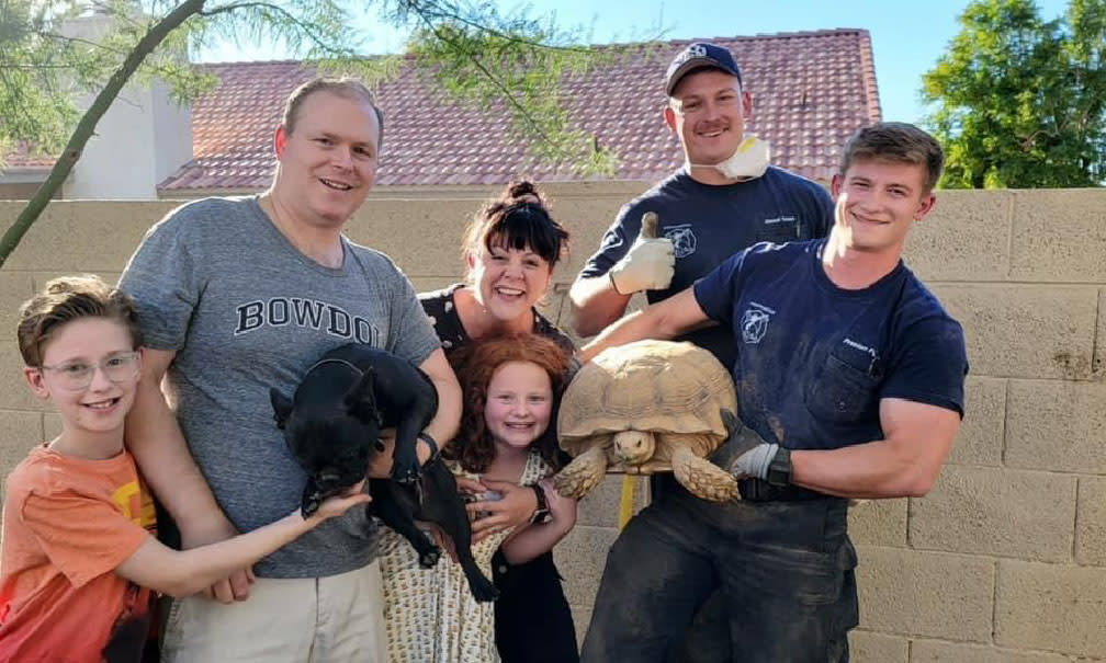 Firefighters launch tense rescue after pet tortoise traps pet dog in underground burrow