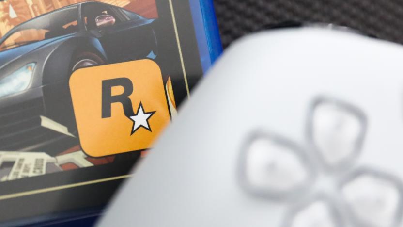 Rockstar Games logo on Grand Theft Auto V game packaging and PlayStation DualSense controller are seen in this illustration photo taken in Krakow, Poland on August 10, 2023. (Photo by Jakub Porzycki/NurPhoto via Getty Images)