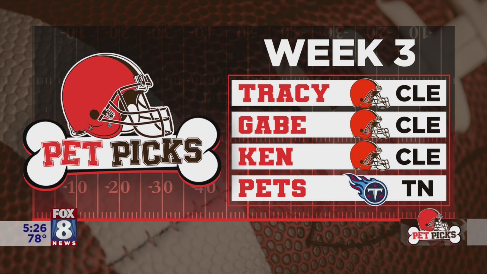 Cleveland Browns Week 3 Fox 8 News pet picks