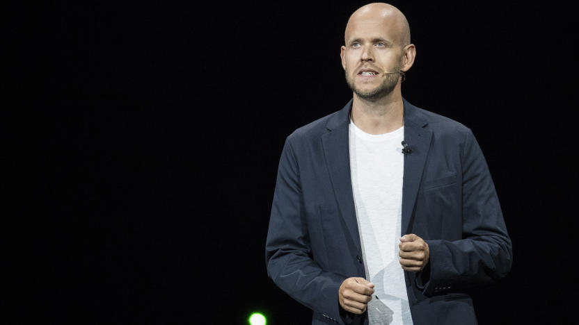 NEW YORK, NY - AUGUST 9: Daniel Ek, chief executive officer of Spotify, speaks about a partnership between Samsung and Spotify during a product launch event at the Barclays Center, August 9, 2018 in the Brooklyn borough of New York City. The new Galaxy Note 9 smartphone will go on sale on August 24. (Photo by Drew Angerer/Getty Images)