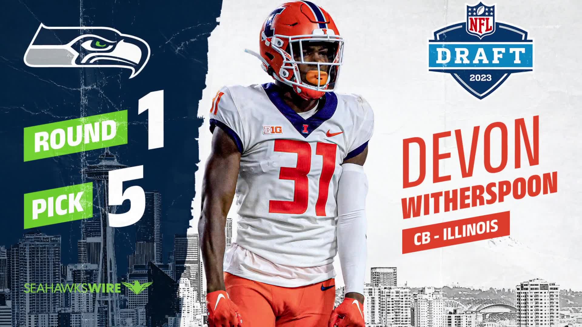 Seahawks Select CB Devon Witherspoon, Illinois In Round 1 With Pick No. 5