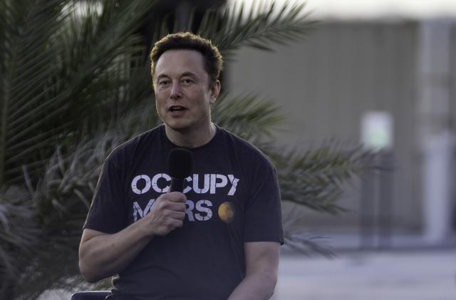 BOCA CHICA BEACH, TX - AUGUST 25: SpaceX founder Elon Musk speaks during a T-Mobile and SpaceX joint event on August 25, 2022 in Boca Chica Beach, Texas. The two companies announced plans to work together to provide T-Mobile cellular service using Starlink satellites. (Photo by Michael Gonzalez/Getty Images)