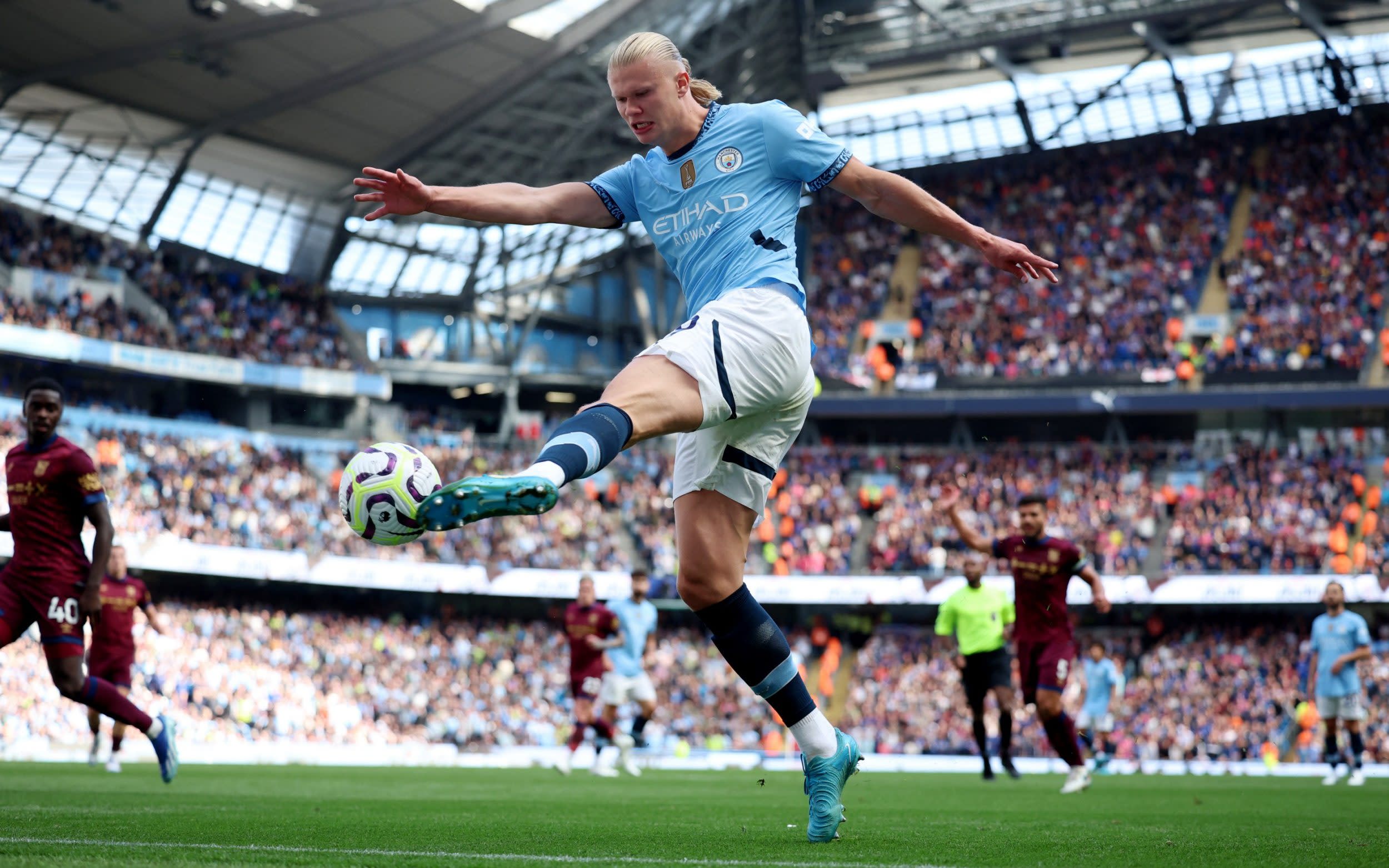 Erling Haaland scores tenth Man City hat-trick as champions swat aside Ipswich