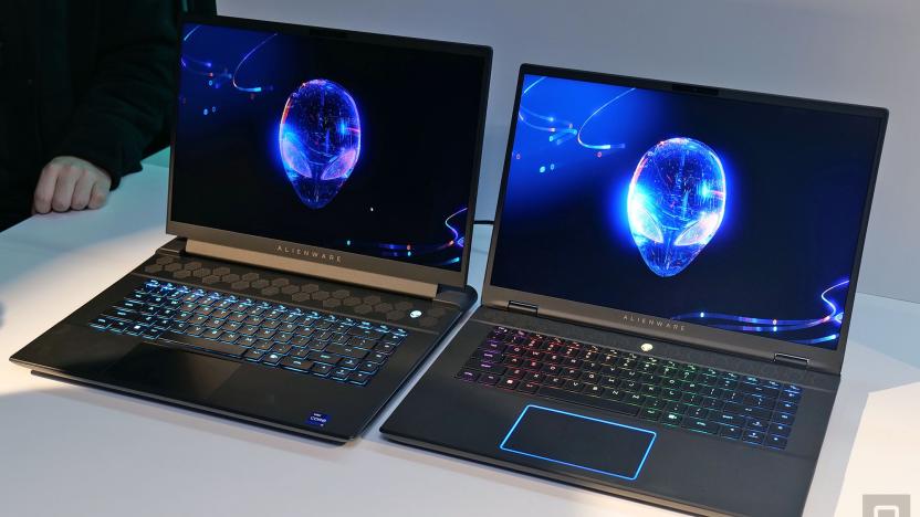When put side-to-side next to last year's model, it's clear how much extra bulk Alienware shaved off on the new m16 R2 (right).