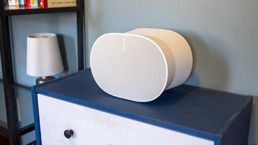 Photos of the new Sonos Era 300 speaker, which can play back music in Dolby Atmos spatial audio.