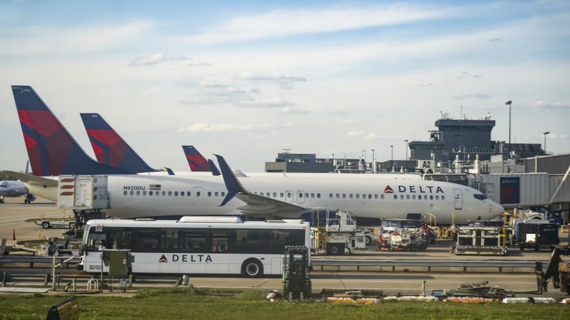 ATLANTA, GEORGIA, UNITED STATES - 2022/04/12: Delta airlines airplanes are seen parked at Hartsfield-Jackson International Airport in Atlanta. (Photo by Camilo Freedman/SOPA Images/LightRocket via Getty Images)