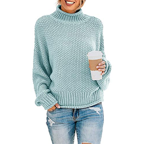 Zesica Women's Turtleneck Batwing Sleeve Loose Oversized Chunky Knitted ...