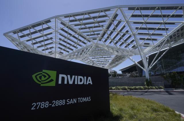 A Nvidia office building is shown in Santa Clara, Calif., Wednesday, May 31, 2023. (AP Photo/Jeff Chiu)