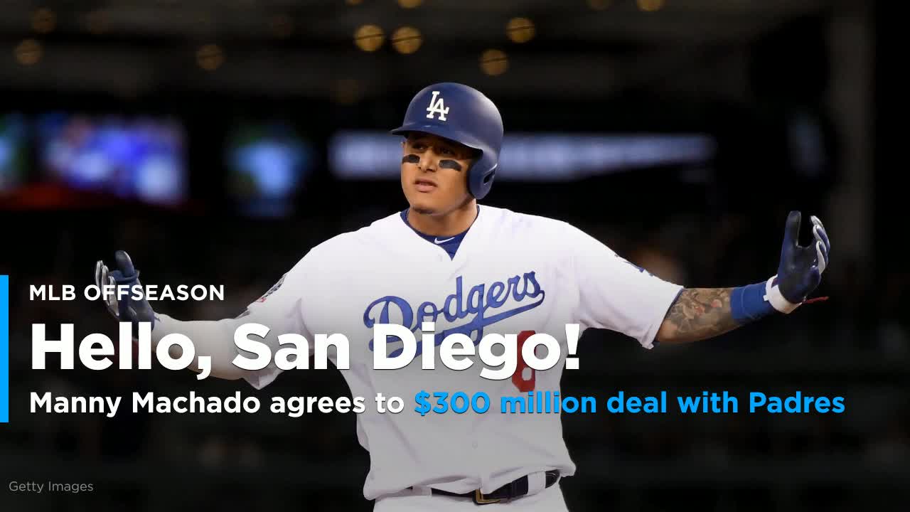 Manny Machado of the San Diego Padres celebrates his two run home run  News Photo - Getty Images