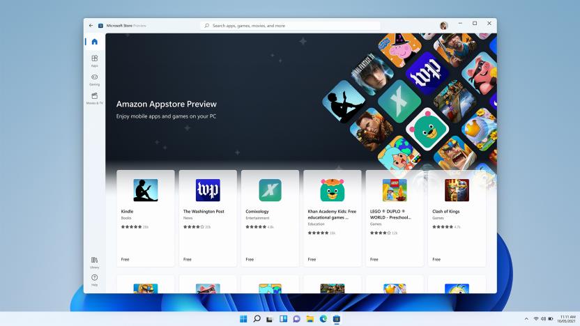 Windows 11 Amazon Appstore Android apps preview