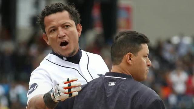 Miguel Cabrera throws punch at Yankees catcher as wild brawl erupts